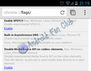 Flags Feature for Google Chrome Beta for Android