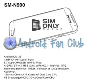 Samsung Galaxy Note 3 SM-N900 leaked specifications and image renders