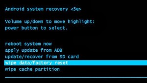 Android System Recovery - Wipe data / factory reset